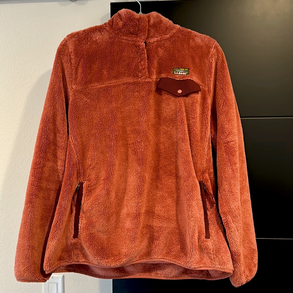 Women’s XL L.L.Bean quarter snap fleece, EUC rose/pink/peach in color